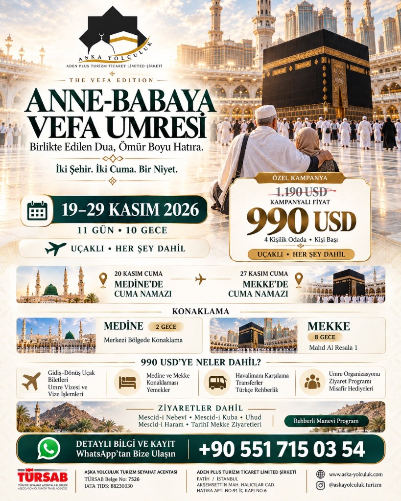 19-29 Kasım Anne-Babaya Vefa Umresi Resmî Afişi